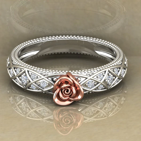 Round Moissanite Diamond Rose Shape Engagement Ring, Moissanite Diamond Engagement Ring, Sterling Silver Wedding Ring For Bridal, Solid Gold Anniversary Ring Gift For Her