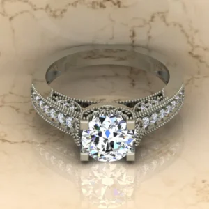 01_18d31333-8ccb-4b47-a157-e0ad5cd33458_600x600 Round Moissanite Solitaire Diamond Vintage Engagement Ring, Moissanite Wedding Ring, Silver Moissanite Diamond Women Ring, Proposal Gold Ring For Her