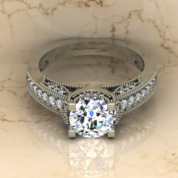 Round Moissanite Solitaire Diamond Vintage Engagement Ring, Moissanite Wedding Ring, Silver Moissanite Diamond Women Ring, Proposal Gold Ring For Her