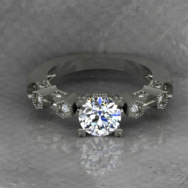 Round Cut Moissanite Solitaire Diamond Vintage Engagement Ring, Moissanite Wedding Ring, Silver Moissanite Diamond Women Ring, Proposal Gold Ring For Her