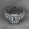 01_1a0e1e07-5bf8-42bc-b06e-d361648f4055_600x600 Emerald Cut Moissanite Halo Diamond Vintage Engagement Ring, Moissanite Wedding Ring, Silver Moissanite Diamond Women Ring, Proposal Gold Ring For Her