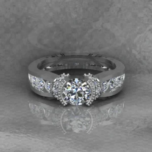 Round Moissanite Solitaire Diamond Vintage Engagement Ring, Moissanite Wedding Ring, Silver Moissanite Diamond Women Ring, Proposal Gold Ring For Her