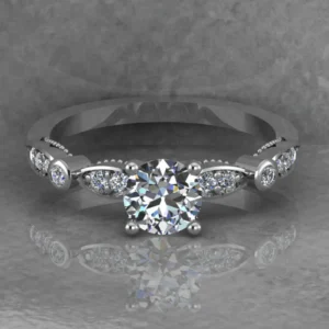 Round Cut Moissanite Solitaire Diamond Vintage Engagement Ring, Moissanite Wedding Ring, Silver Moissanite Diamond Women Ring, Proposal Gold Ring For Her