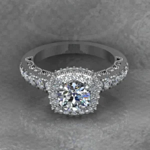 Round Cut Moissanite Halo Diamond Vintage Engagement Ring, Moissanite Wedding Ring, Silver Moissanite Diamond Women Ring, Proposal Gold Ring For Her