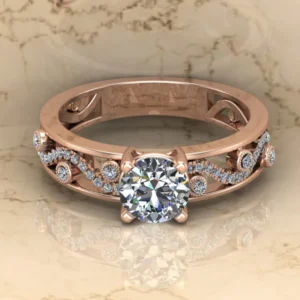 Round Cut Moissanite Solitaire Diamond Vintage Engagement Ring, Moissanite Wedding Ring, Silver Moissanite Diamond Women Ring, Proposal Gold Ring For Her