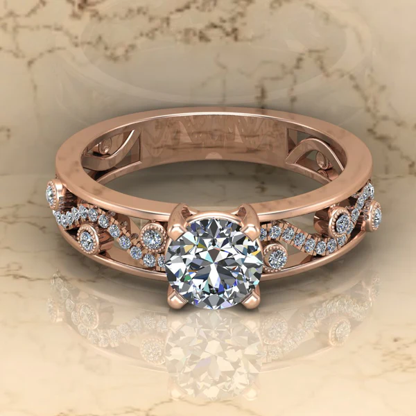 Round Cut Moissanite Solitaire Diamond Vintage Engagement Ring, Moissanite Wedding Ring, Silver Moissanite Diamond Women Ring, Proposal Gold Ring For Her