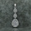 Pear & Round Diamond Sterling Silver Solitaire Women Pendant, Moissanite Diamond Pendant, Moissanite Women Pendant, Anniversary Gift Pendant, Engagement Gift Women Pendant