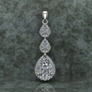 Pear & Round Diamond Sterling Silver Solitaire Women Pendant, Moissanite Diamond Pendant, Moissanite Women Pendant, Anniversary Gift Pendant, Engagement Gift Women Pendant