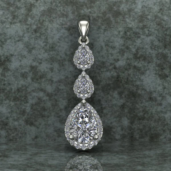 Pear & Round Diamond Sterling Silver Solitaire Women Pendant, Moissanite Diamond Pendant, Moissanite Women Pendant, Anniversary Gift Pendant, Engagement Gift Women Pendant