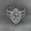 Marquise Cut Moissanite Halo Diamond Vintage Engagement Ring, Moissanite Wedding Ring, Silver Moissanite Diamond Women Ring, Proposal Gold Ring For Her