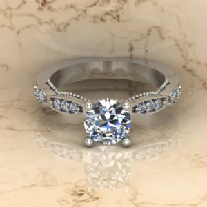 Round Moissanite Solitaire Diamond Vintage Engagement Ring, Moissanite Wedding Ring, Silver Moissanite Diamond Women Ring, Proposal Gold Ring For Her