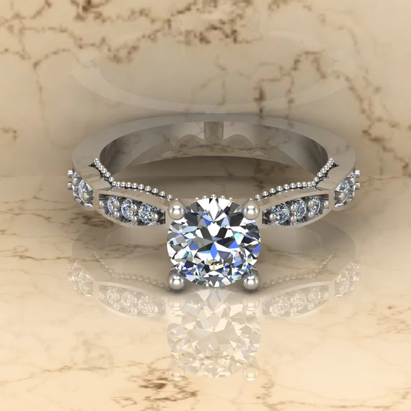 Round Moissanite Solitaire Diamond Vintage Engagement Ring, Moissanite Wedding Ring, Silver Moissanite Diamond Women Ring, Proposal Gold Ring For Her