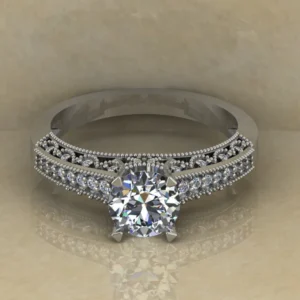 Round Cut Moissanite Solitaire Diamond Vintage Engagement Ring, Moissanite Wedding Ring, Silver Moissanite Diamond Women Ring, Proposal Gold Ring For Her