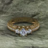 01_2f03222d-3660-45fd-9d6e-8265e7f1246d_600x600 Round Cut Moissanite Solitaire 3 Stone Diamond Vintage Engagement Ring, Moissanite Wedding Ring, Silver Moissanite Diamond Women Ring, Proposal Gold Ring For Her