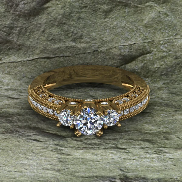 01_2f03222d-3660-45fd-9d6e-8265e7f1246d_600x600 Round Cut Moissanite Solitaire 3 Stone Diamond Vintage Engagement Ring, Moissanite Wedding Ring, Silver Moissanite Diamond Women Ring, Proposal Gold Ring For Her