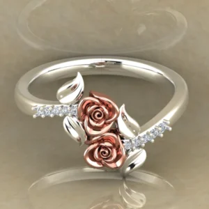 Round Moissanite Diamond Rose Shape Engagement Ring, Moissanite Diamond Engagement Ring, Sterling Silver Wedding Ring For Bridal, Solid Gold Anniversary Ring Gift For Her