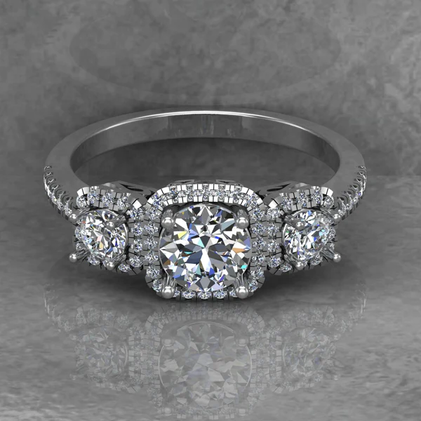 01_367dcef5-f035-4612-b7ea-18919d95e2cb_600x600 Round Moissanite 3 Stone Halo Diamond Vintage Engagement Ring, Moissanite Wedding Ring, Silver Moissanite Diamond Women Ring, Proposal Gold Ring For Her