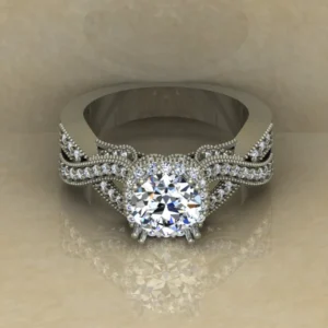 Round Cut Moissanite Halo Diamond Vintage Engagement Ring, Moissanite Wedding Ring, Silver Moissanite Diamond Women Ring, Proposal Gold Ring For Her