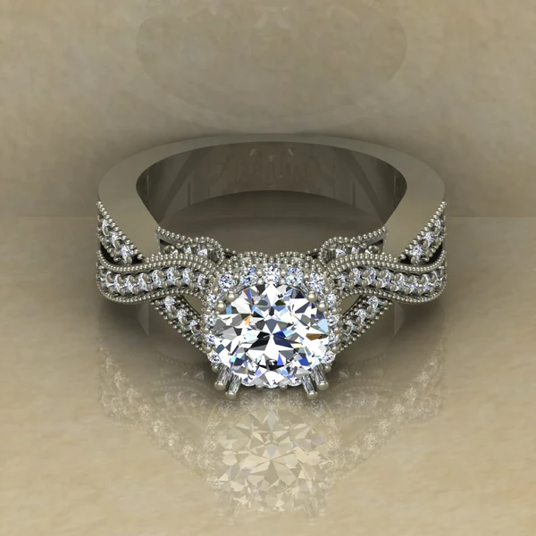 Round Cut Moissanite Halo Diamond Vintage Engagement Ring, Moissanite Wedding Ring, Silver Moissanite Diamond Women Ring, Proposal Gold Ring For Her