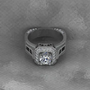 Round Moissanite Halo Diamond Vintage Engagement Ring, Moissanite Wedding Ring, Silver Moissanite Diamond Women Ring, Proposal Gold Ring For Her