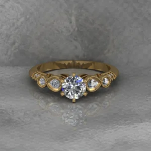 Round Moissanite Solitaire Diamond Vintage Engagement Ring, Moissanite Wedding Ring, Silver Moissanite Diamond Women Ring, Proposal Gold Ring For Her