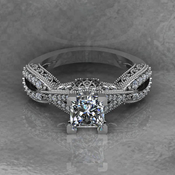 Princess Cut Moissanite Solitaire Diamond Vintage Engagement Ring, Moissanite Wedding Ring, Silver Moissanite Diamond Women Ring, Proposal Gold Ring For Her