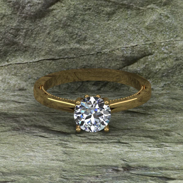 Round Cut Moissanite Solitaire Diamond Vintage Engagement Ring, Moissanite Wedding Ring, Silver Moissanite Diamond Women Ring, Proposal Gold Ring For Her