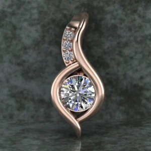 Round Diamond Sterling Silver Solitaire Women Pendant, Moissanite Diamond Pendant, Moissanite Women Pendant, Anniversary Gift Pendant, Engagement Gift Women Pendant