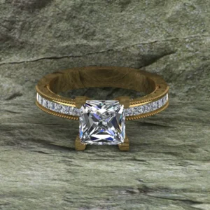 Princess Cut Moissanite Solitaire Diamond Vintage Engagement Ring, Moissanite Wedding Ring, Silver Moissanite Diamond Women Ring, Proposal Gold Ring For Her