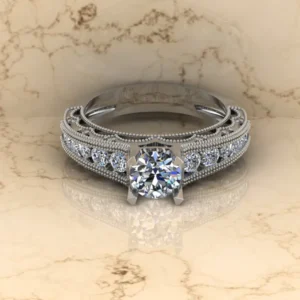 Round Moissanite Solitaire Diamond Vintage Engagement Ring, Moissanite Wedding Ring, Silver Moissanite Diamond Women Ring, Proposal Gold Ring For Her