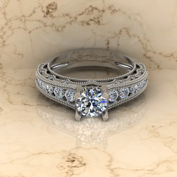 Round Moissanite Solitaire Diamond Vintage Engagement Ring, Moissanite Wedding Ring, Silver Moissanite Diamond Women Ring, Proposal Gold Ring For Her