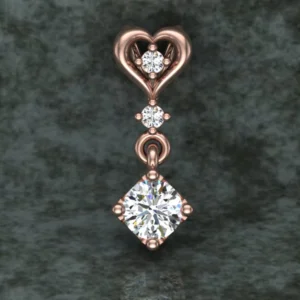 Round Diamond Sterling Silver Solitaire Women Pendant, Moissanite Diamond Pendant, Moissanite Women Pendant, Anniversary Gift Pendant, Engagement Gift Women Pendant