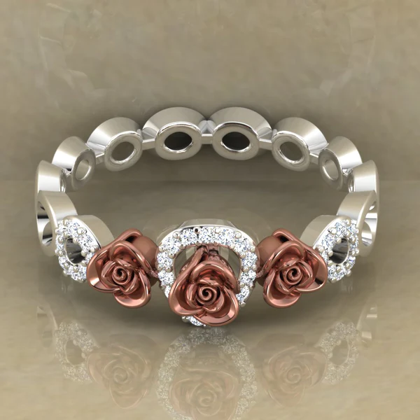 Round Moissanite Diamond Rose Shape Engagement Ring, Moissanite Diamond Engagement Ring, Sterling Silver Wedding Ring For Bridal, Solid Gold Anniversary Ring Gift For Her