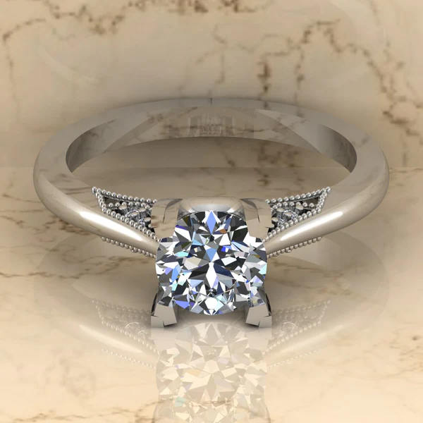 Round Moissanite Solitaire Diamond Vintage Engagement Ring, Moissanite Wedding Ring, Silver Moissanite Diamond Women Ring, Proposal Gold Ring For Her