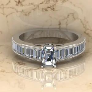 Emerald Moissanite Solitaire Diamond Vintage Engagement Ring, Moissanite Wedding Ring, Silver Moissanite Diamond Women Ring, Proposal Gold Ring For Her