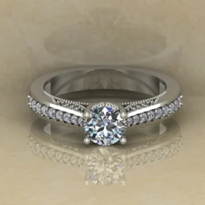 Round Cut Moissanite Solitaire Diamond Vintage Engagement Ring, Moissanite Wedding Ring, Silver Moissanite Diamond Women Ring, Proposal Gold Ring For Her