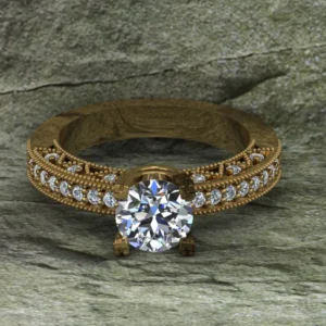 Round Cut Moissanite Solitaire Diamond Vintage Engagement Ring, Moissanite Wedding Ring, Silver Moissanite Diamond Women Ring, Proposal Gold Ring For Her