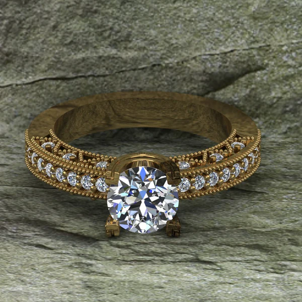 Round Cut Moissanite Solitaire Diamond Vintage Engagement Ring, Moissanite Wedding Ring, Silver Moissanite Diamond Women Ring, Proposal Gold Ring For Her