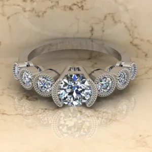 Round Moissanite Solitaire Diamond Vintage Engagement Ring, Moissanite Wedding Ring, Silver Moissanite Diamond Women Ring, Proposal Gold Ring For Her