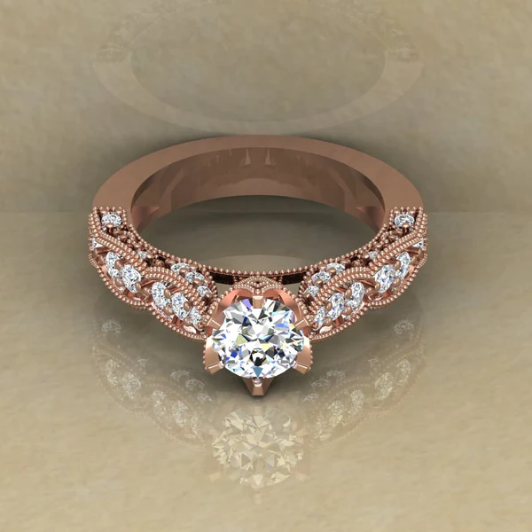 Round Cut Moissanite Solitaire Diamond Vintage Engagement Ring, Moissanite Wedding Ring, Silver Moissanite Diamond Women Ring, Proposal Gold Ring For Her