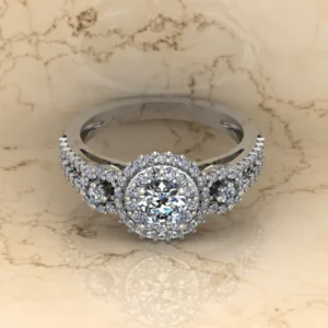 01_656416ef-3e69-411e-bc95-500095f774ca_600x600 Round Moissanite Double Halo Diamond Vintage Engagement Ring, Moissanite Wedding Ring, Silver Moissanite Diamond Women Ring, Proposal Gold Ring For Her