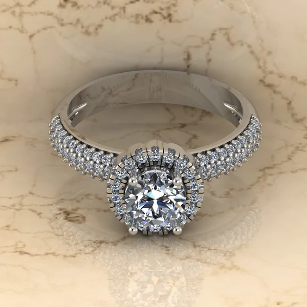 Round Moissanite Halo Diamond Vintage Engagement Ring, Moissanite Wedding Ring, Silver Moissanite Diamond Women Ring, Proposal Gold Ring For Her