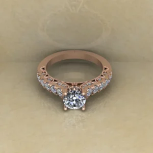 Round Cut Moissanite Solitaire Diamond Vintage Engagement Ring, Moissanite Wedding Ring, Silver Moissanite Diamond Women Ring, Proposal Gold Ring For Her