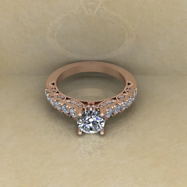 Round Cut Moissanite Solitaire Diamond Vintage Engagement Ring, Moissanite Wedding Ring, Silver Moissanite Diamond Women Ring, Proposal Gold Ring For Her