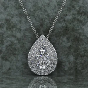 Pear & Round Diamond Sterling Silver Solitaire Women Pendant, Moissanite Diamond Pendant, Moissanite Women Pendant, Anniversary Gift Pendant, Engagement Gift Women Pendant