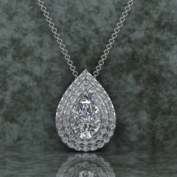 Pear & Round Diamond Sterling Silver Solitaire Women Pendant, Moissanite Diamond Pendant, Moissanite Women Pendant, Anniversary Gift Pendant, Engagement Gift Women Pendant