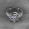 Pear Moissanite Double Halo Diamond Vintage Engagement Ring, Moissanite Wedding Ring, Silver Moissanite Diamond Women Ring, Proposal Gold Ring For Her
