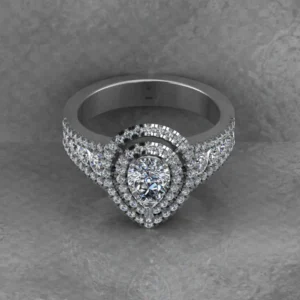 Pear Moissanite Double Halo Diamond Vintage Engagement Ring, Moissanite Wedding Ring, Silver Moissanite Diamond Women Ring, Proposal Gold Ring For Her