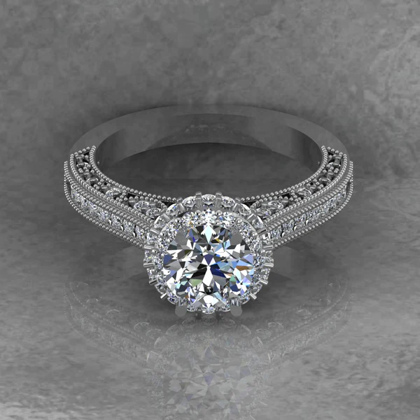 Round Cut Moissanite Hidden Halo Diamond Vintage Engagement Ring, Moissanite Wedding Ring, Silver Moissanite Diamond Women Ring, Proposal Gold Ring For Her