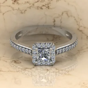 01_87381971-0d96-4cb8-bb41-4e3650c890dd_600x600 Princess Moissanite Halo Diamond Vintage Engagement Ring, Moissanite Wedding Ring, Silver Moissanite Diamond Women Ring, Proposal Gold Ring For Her